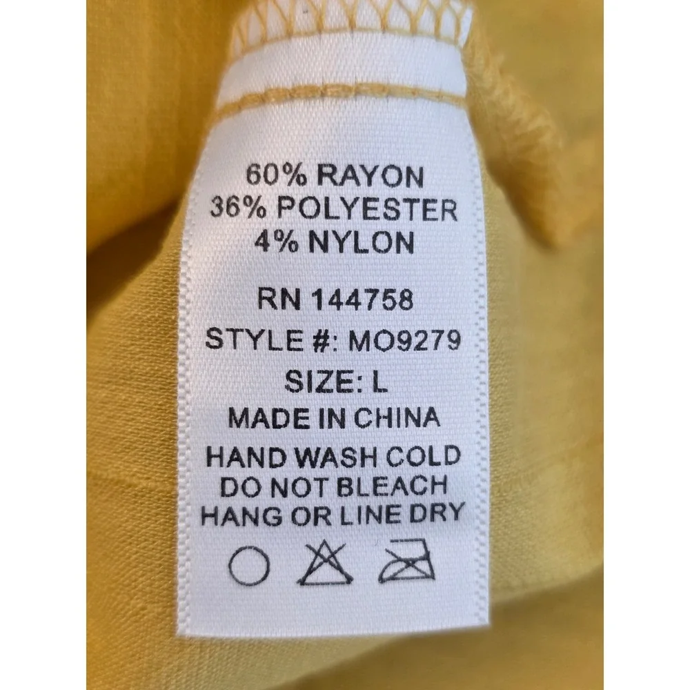 Ott Womens Mustard Yellow Button Front Puff Sleeve Blouse Large NEW - Picture 11 of 13